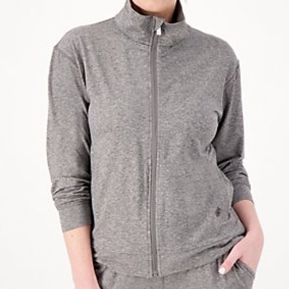 NWT Gymwrap Heathered Knit Zip-Up Jacket with Side Pockets - Gray